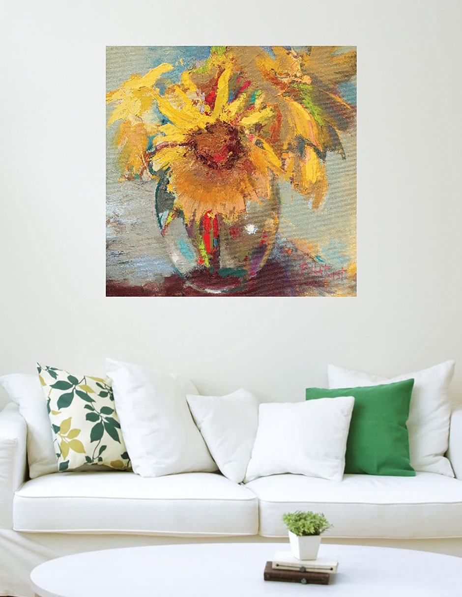 Cuadro decorativo Girasoles en agua técnica mixta Girasoles 6