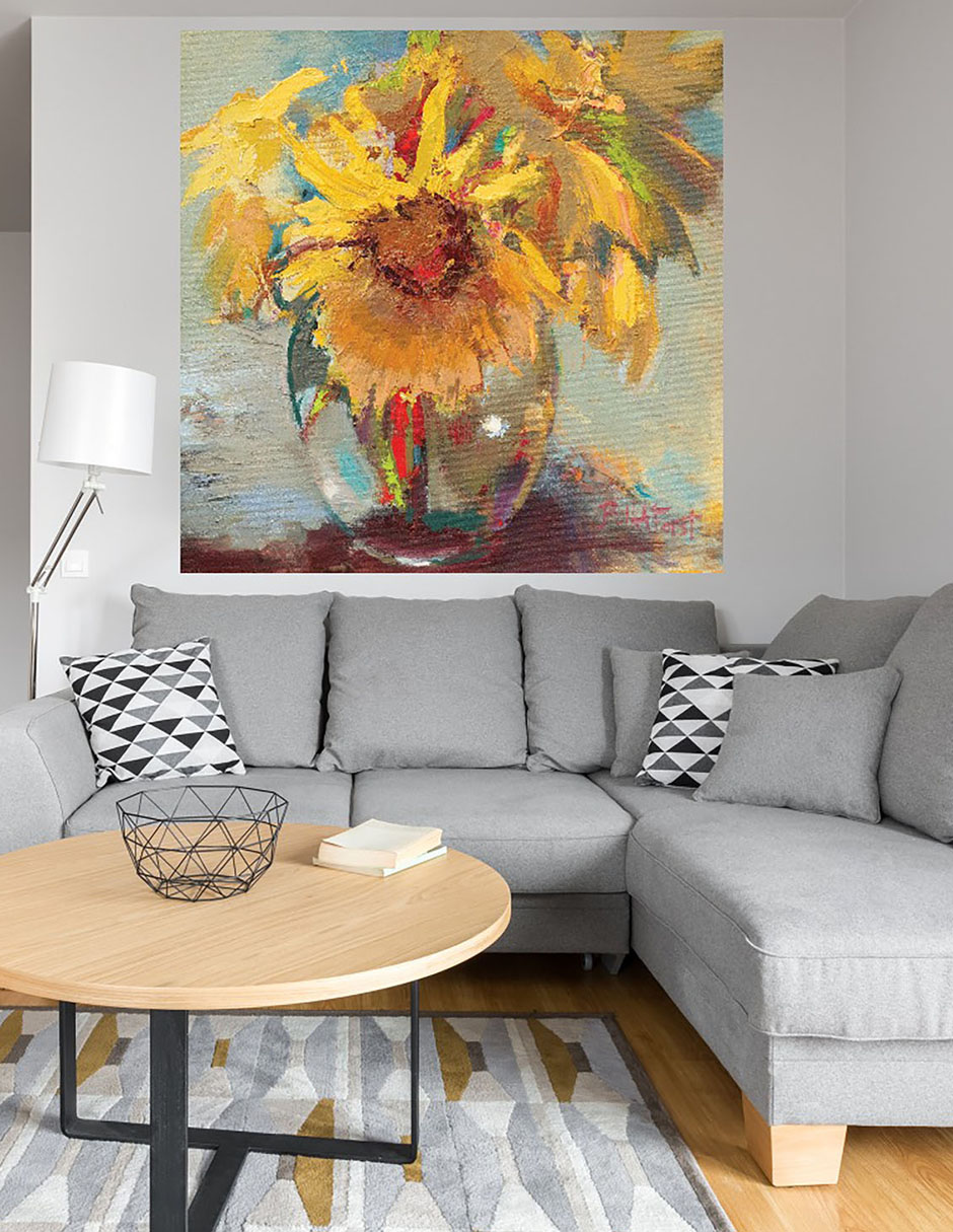 Cuadro decorativo Girasoles en agua técnica mixta Girasoles 7