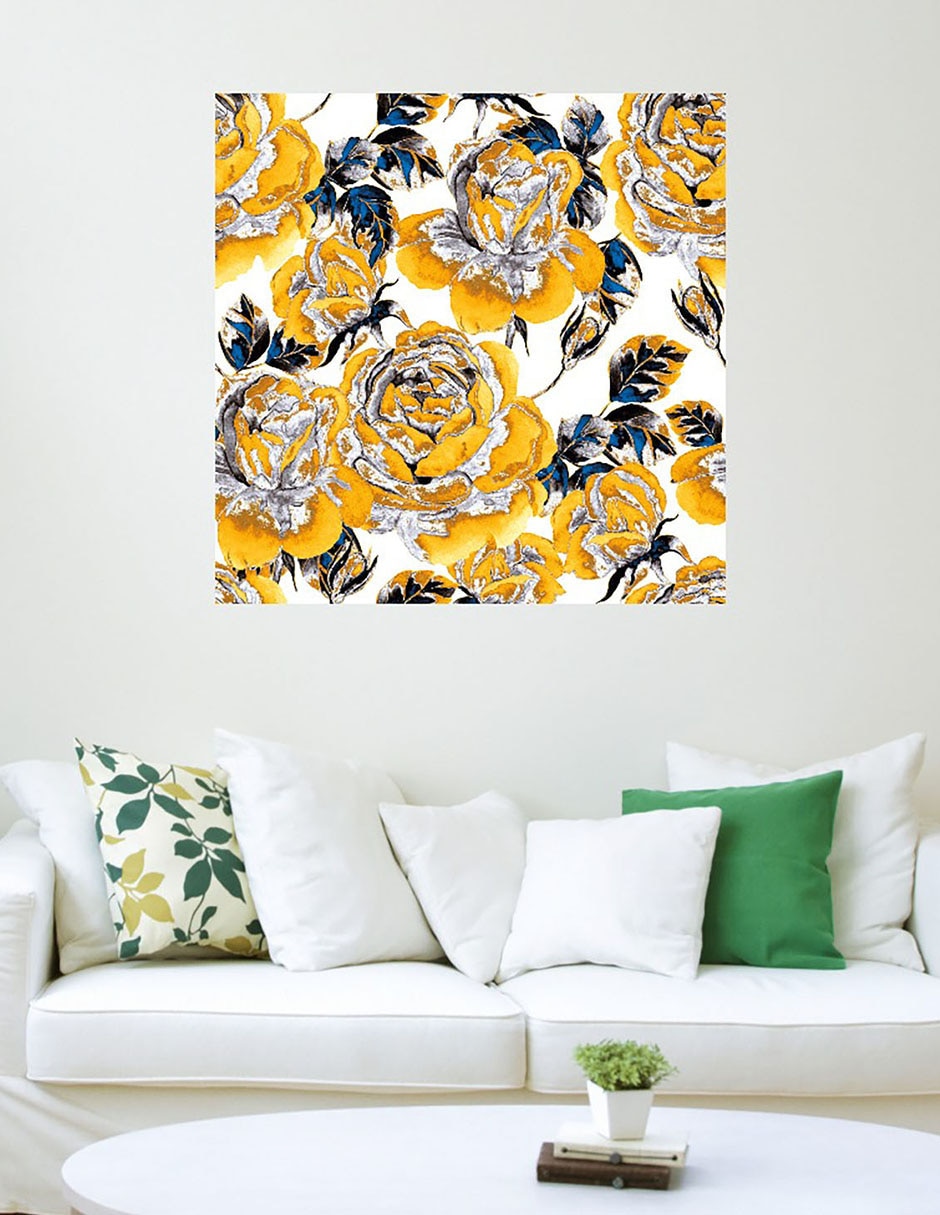 Cuadro decorativo Jardín dorado técnica mixta Arreglo Floral 5