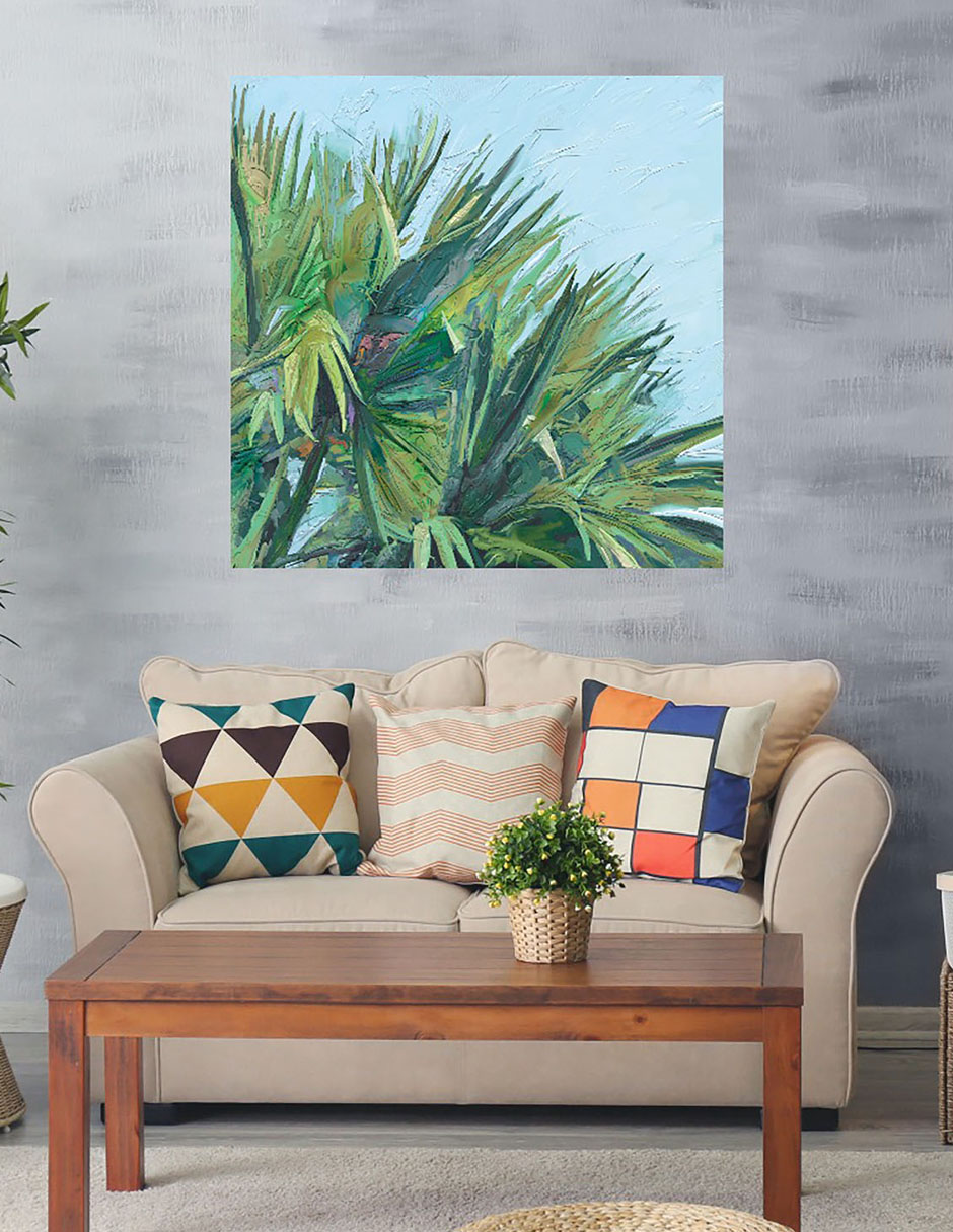 Cuadro decorativo Palma pintada técnica mixta Palmas 4