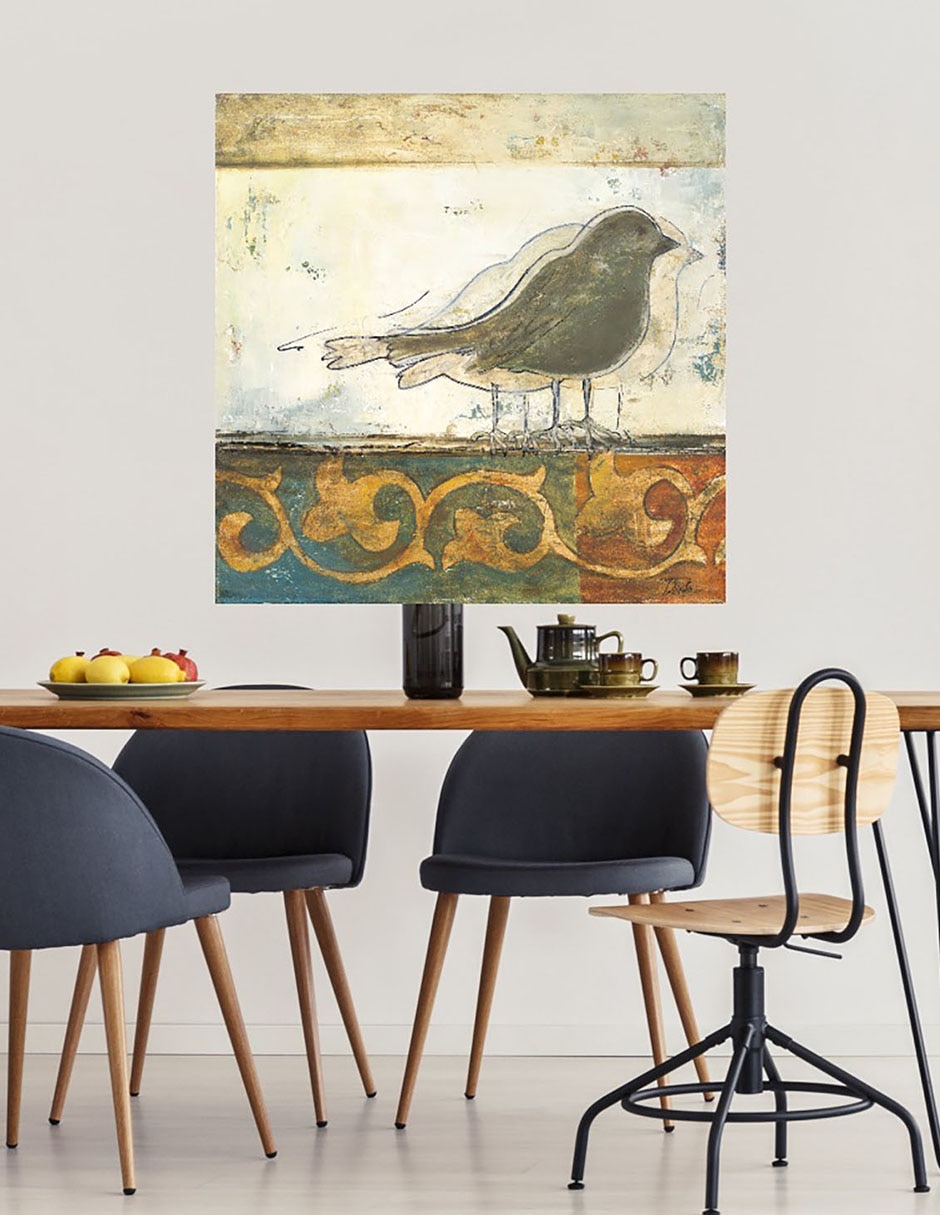 Cuadro decorativo Pájaros en el damasco II técnica mixta Aves Silvestres 5