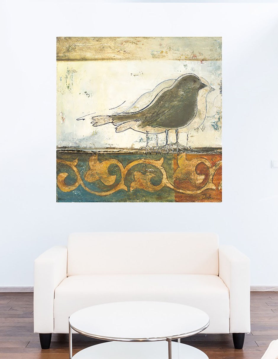 Cuadro decorativo Pájaros en el damasco II técnica mixta Aves Silvestres 7