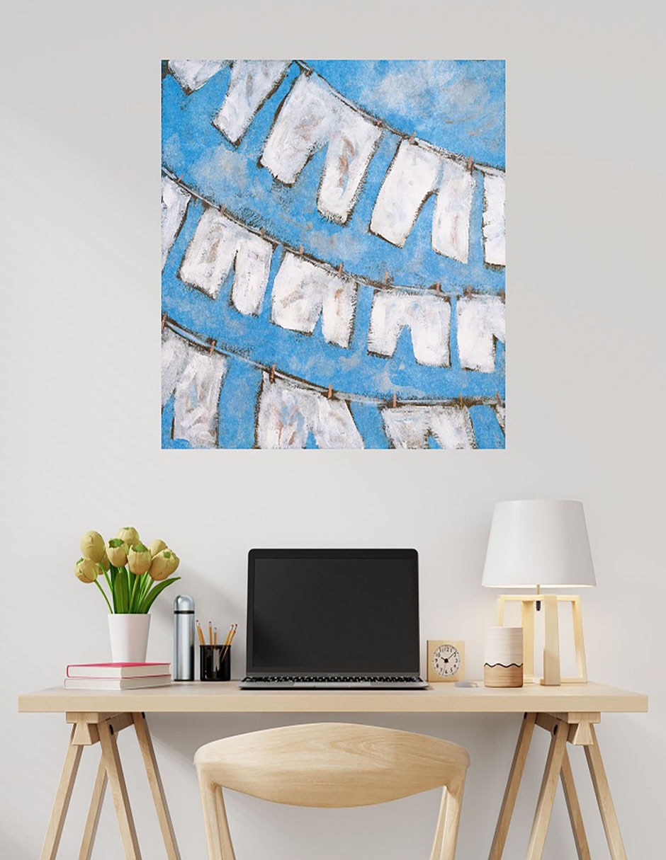 Cuadro decorativo Lino seco I técnica mixta Divertido 5