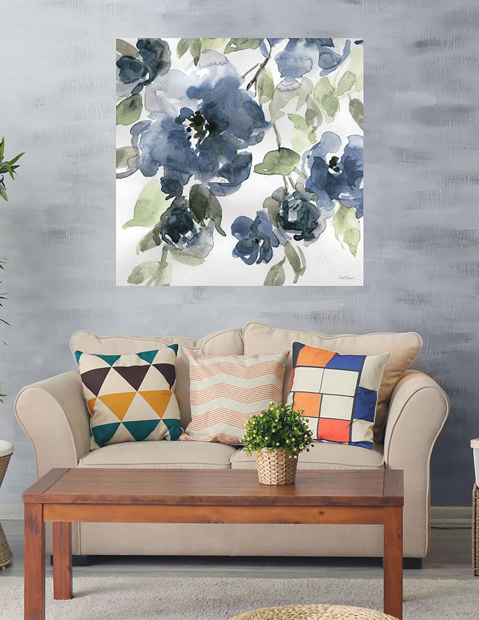 Cuadro decorativo Flores azules I Indigo técnica mixta Floración 4