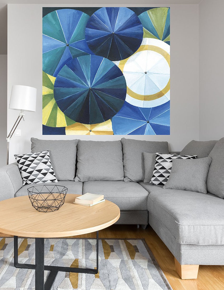 Cuadro decorativo Paraguas azul técnica mixta Divertido 6