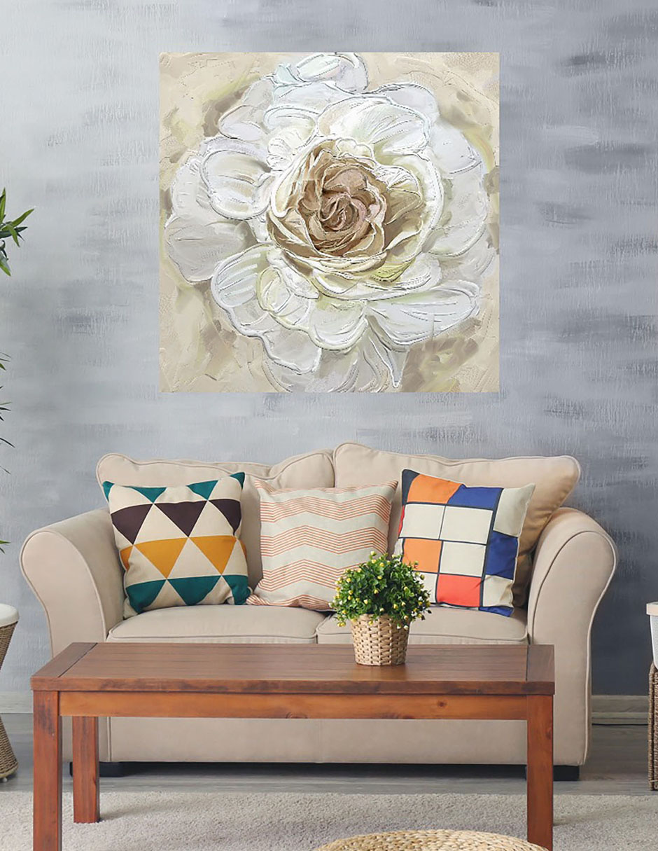 Cuadro decorativo Oro rosa radiante técnica mixta Floración 5
