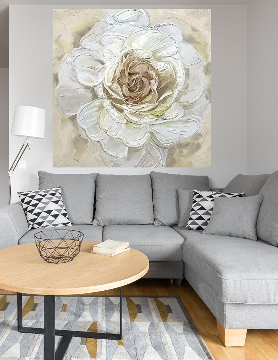 Cuadro decorativo Oro rosa radiante técnica mixta Floración 7