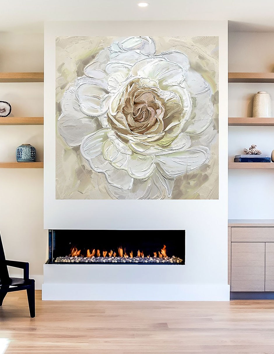 Cuadro decorativo Oro rosa radiante técnica mixta Floración 8
