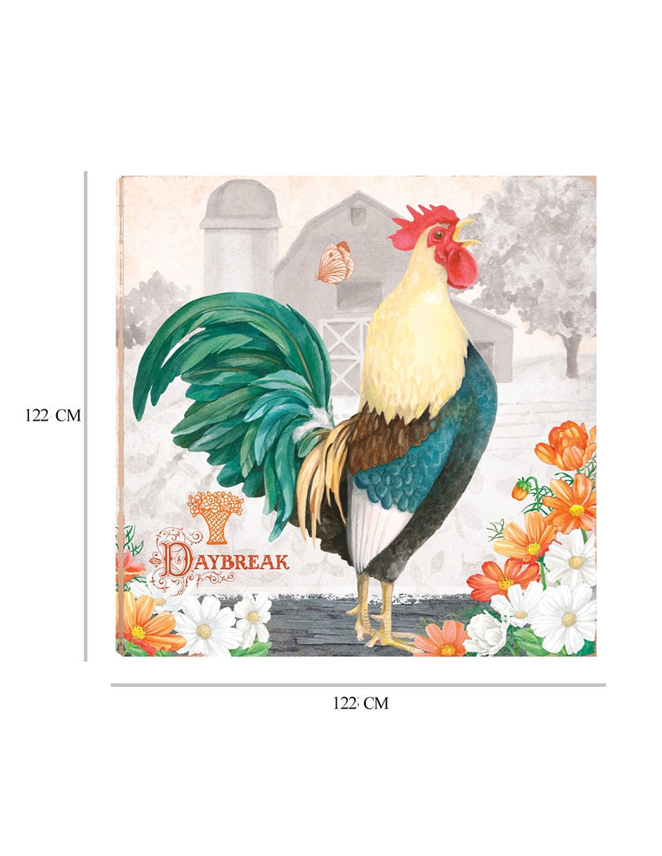 Cuadro decorativo Gallo Esmeralda al alba técnica mixta Animales Domésticos 8
