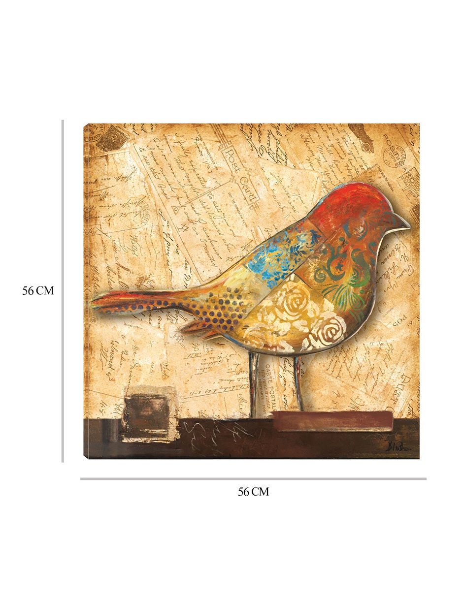 Cuadro decorativo Pajaro en collage II técnica mixta Aves Silvestres 2