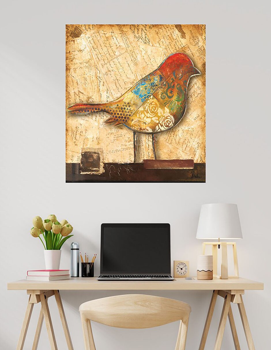 Cuadro decorativo Pajaro en collage II técnica mixta Aves Silvestres 4