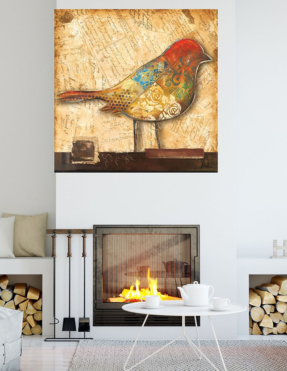 Cuadro decorativo Pajaro en collage II técnica mixta Aves Silvestres 6