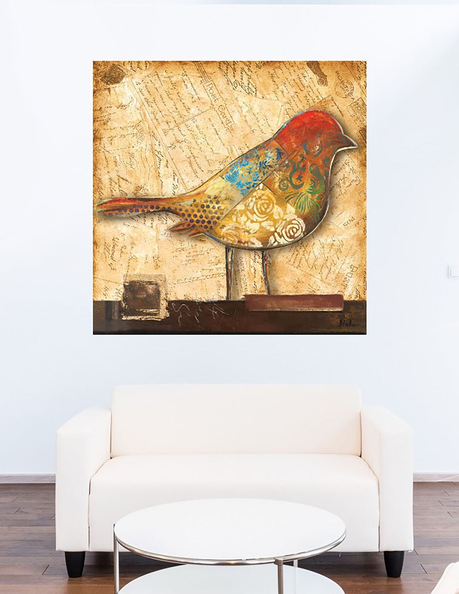 Cuadro decorativo Pajaro en collage II técnica mixta Aves Silvestres 7