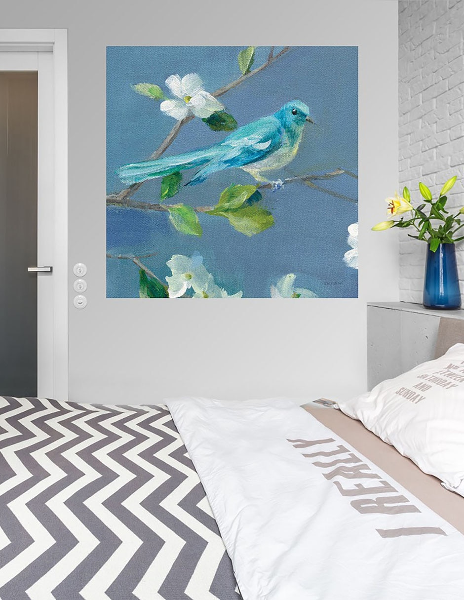 Cuadro decorativo Primavera en el vecindario IV técnica mixta Aves Silvestres 5