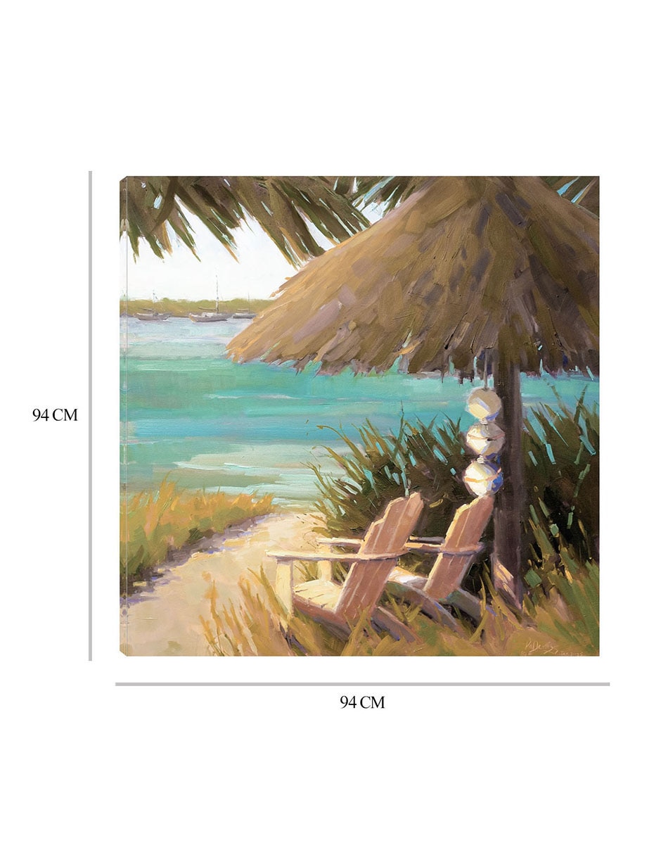 Cuadro decorativo Vista brillante frente al mar técnica mixta Trópico 3