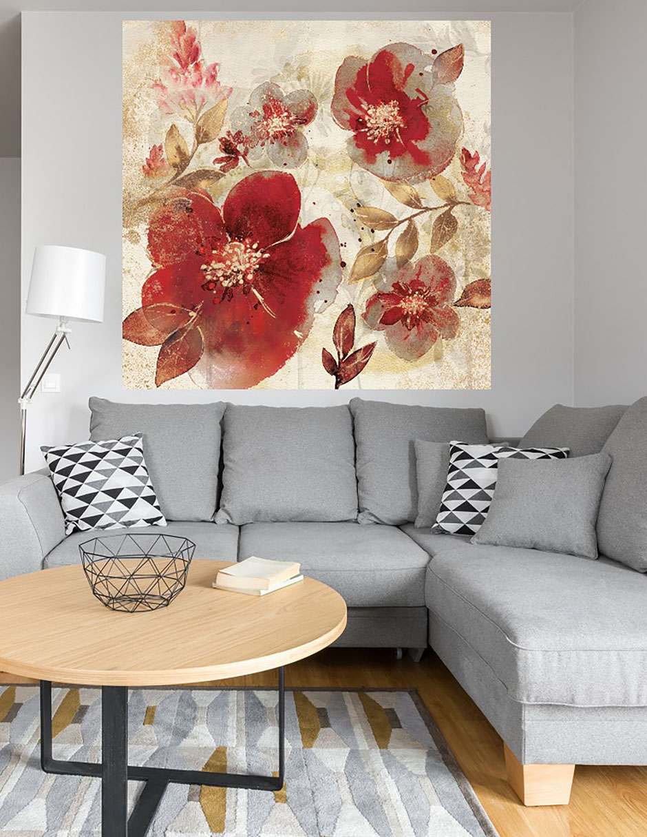 Cuadro decorativo Pétalos carmesí A técnica mixta Floración 6