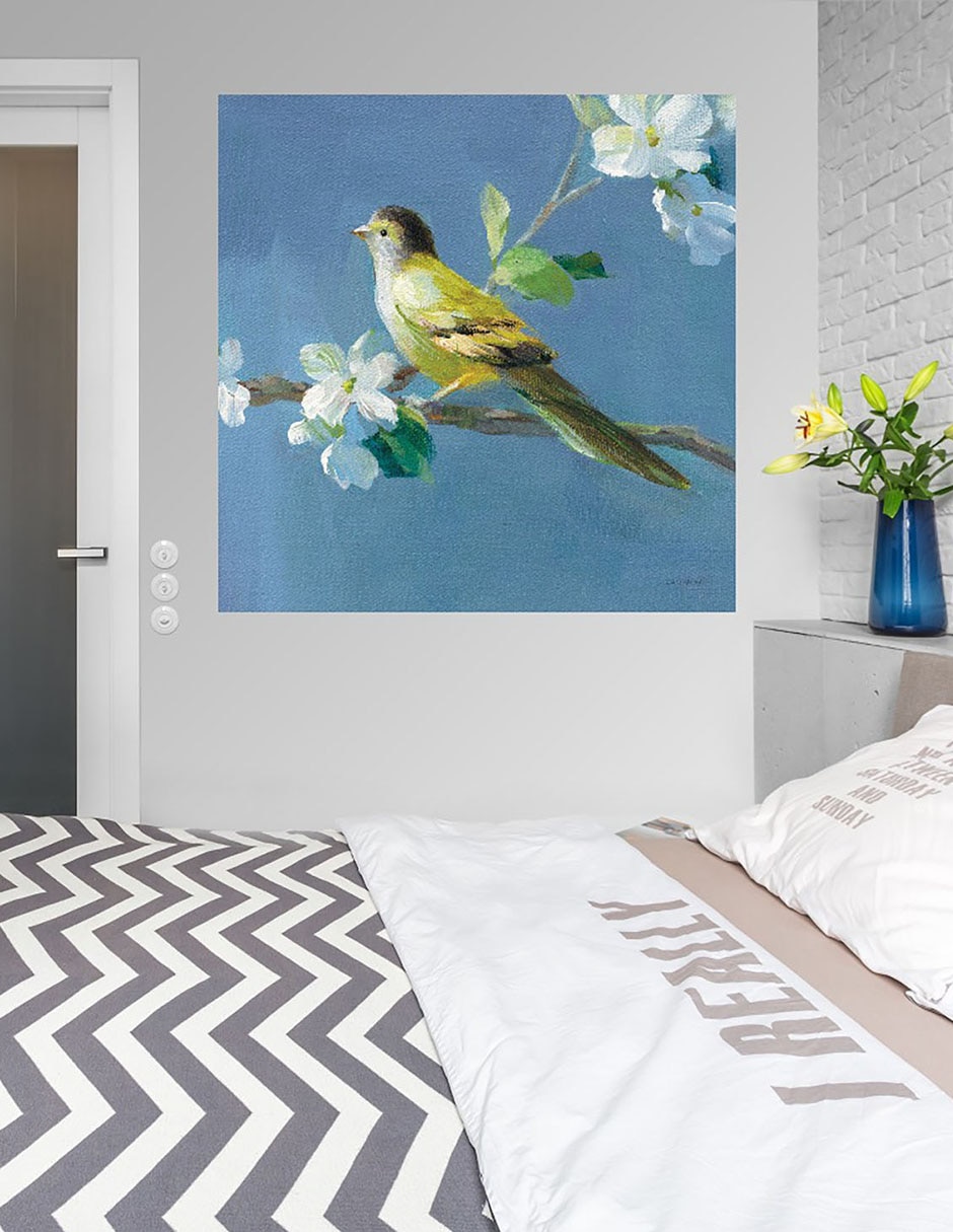 Cuadro decorativo Primavera en el vecindario V técnica mixta Aves Silvestres 5