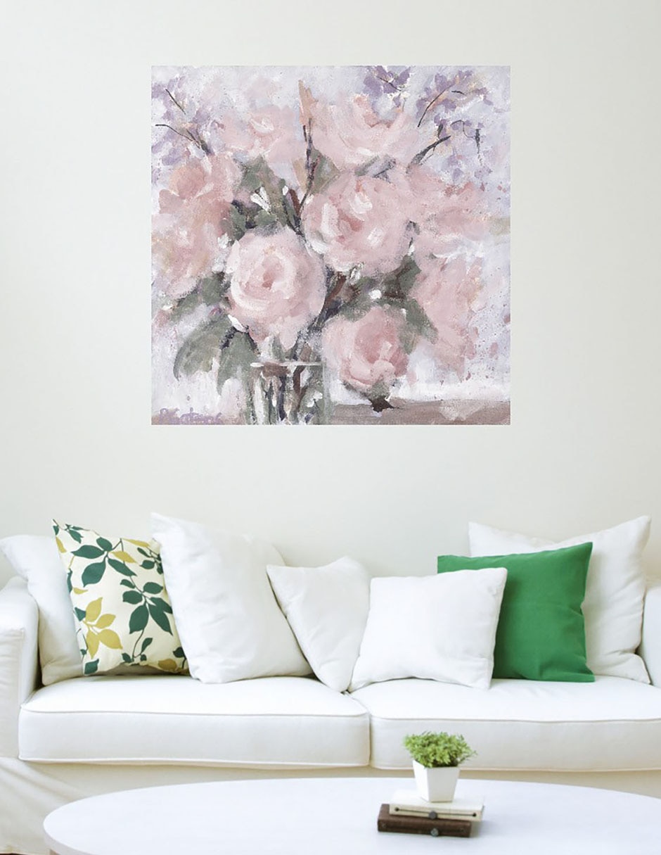 Cuadro decorativo Rubor de champán rosa técnica mixta Floreros 5