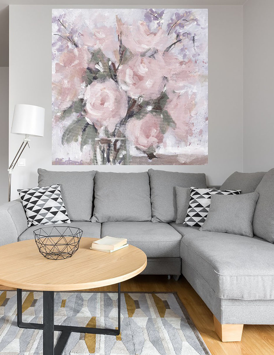 Cuadro decorativo Rubor de champán rosa técnica mixta Floreros 6
