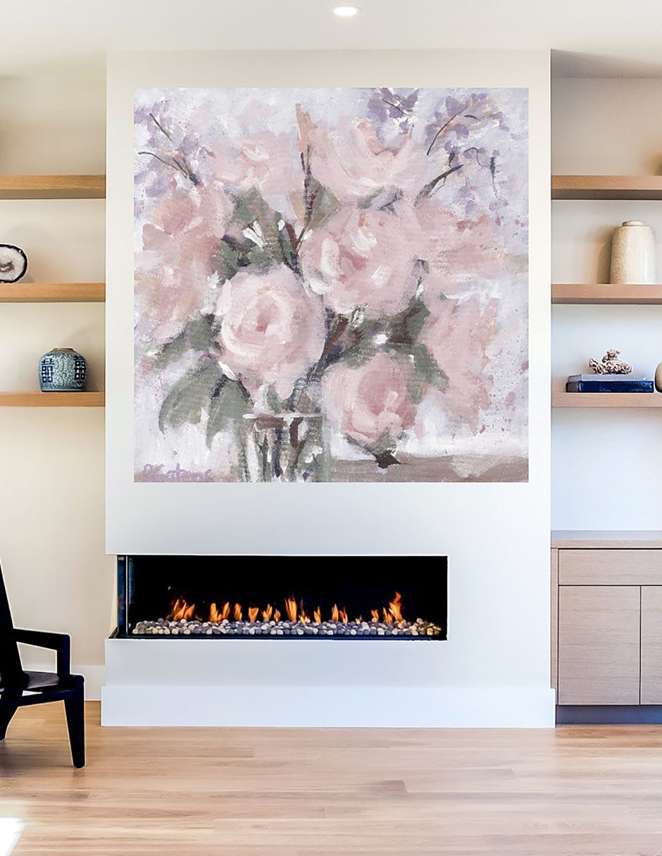 Cuadro decorativo Rubor de champán rosa técnica mixta Floreros 7