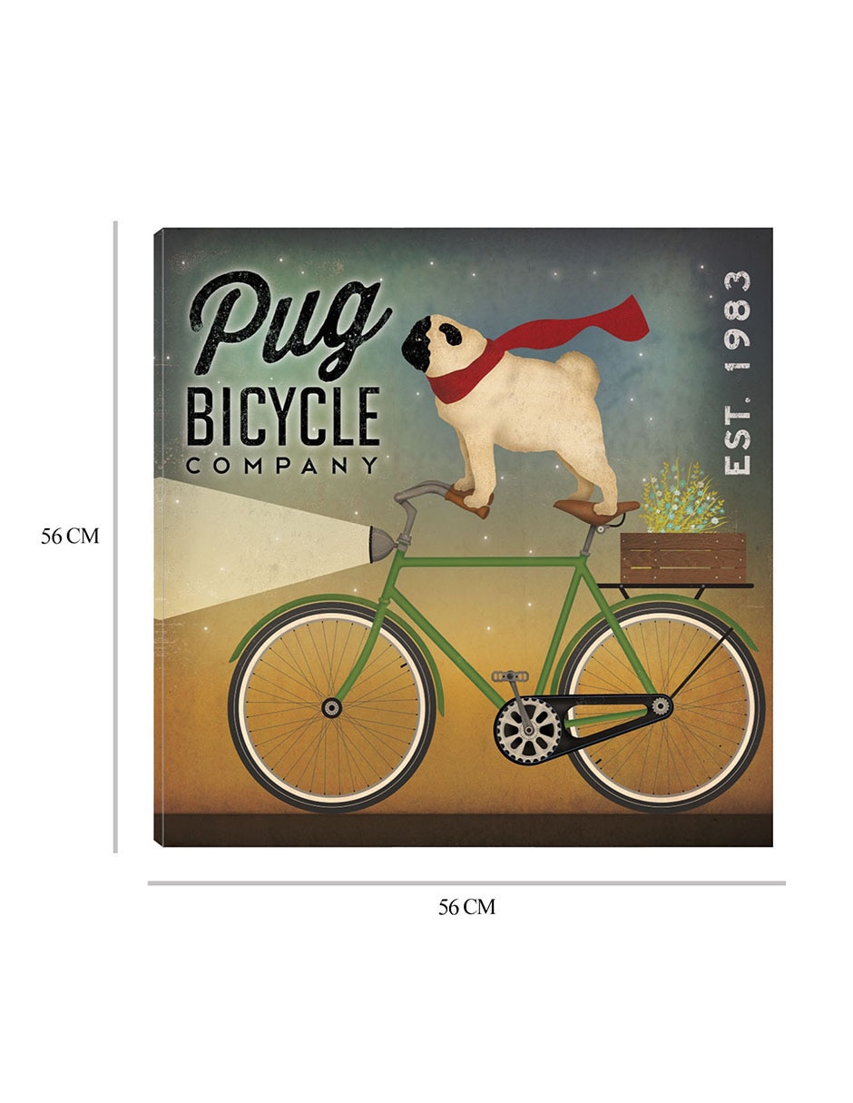 Cuadro decorativo Pug en una bicicleta técnica mixta Publicidad 3