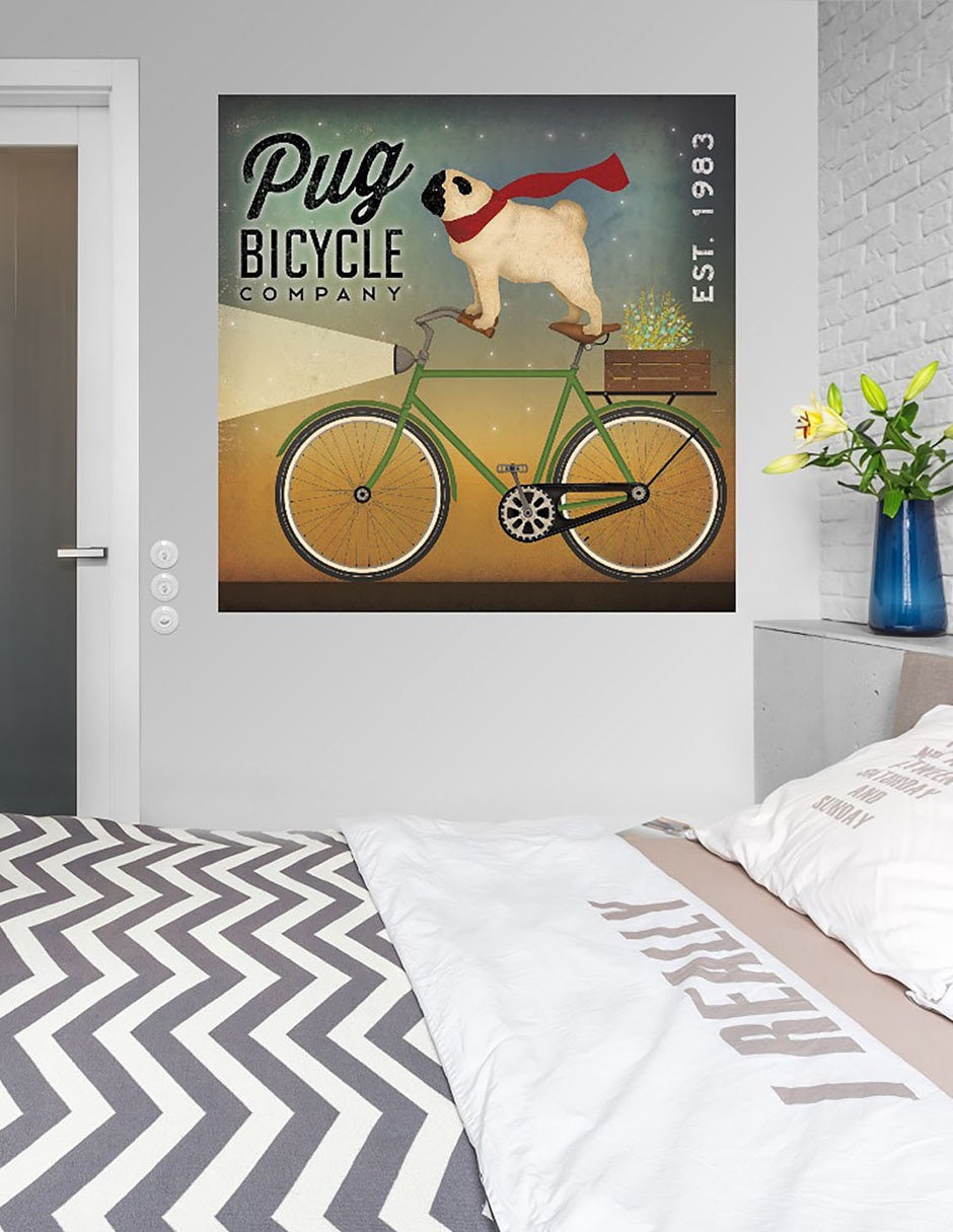 Cuadro decorativo Pug en una bicicleta técnica mixta Publicidad 5