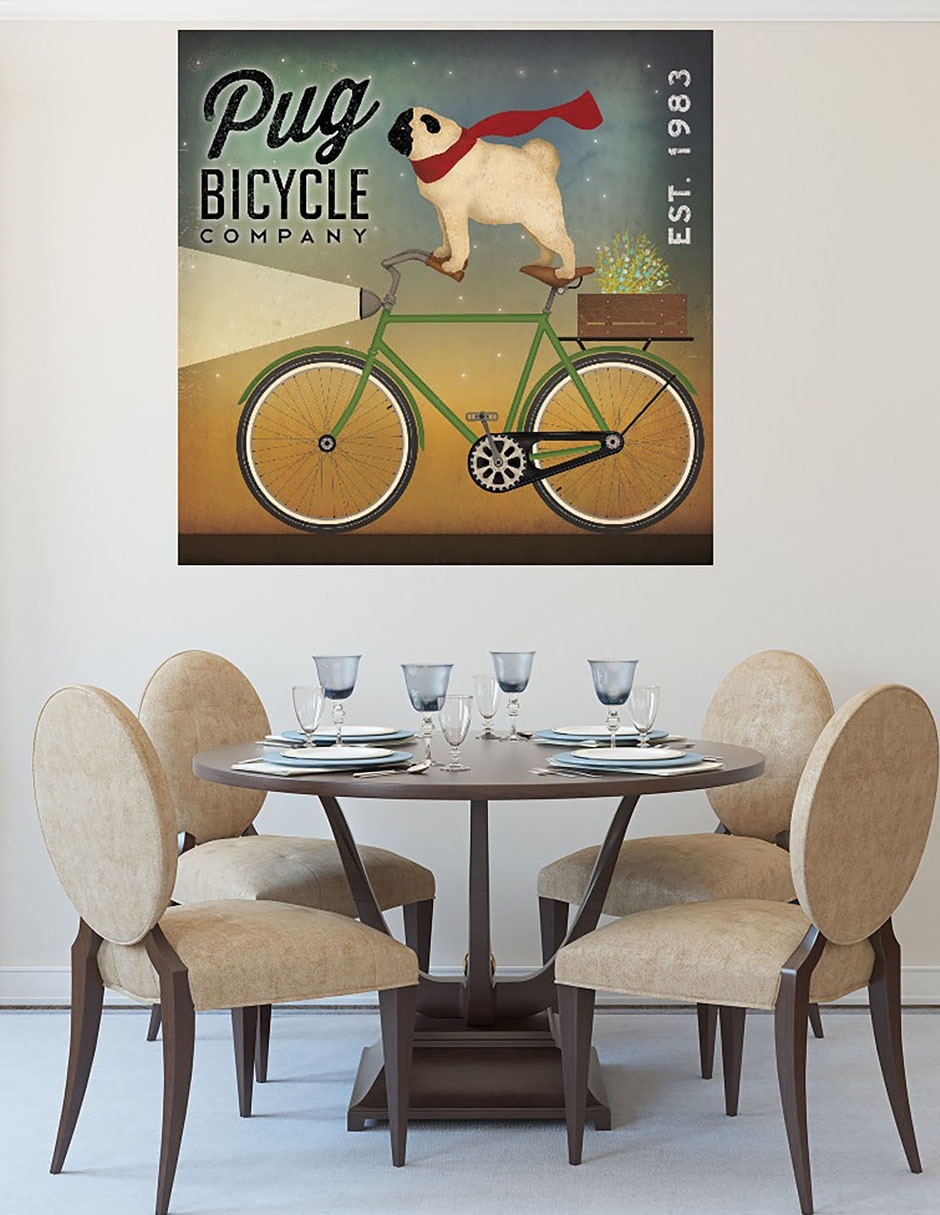 Cuadro decorativo Pug en una bicicleta técnica mixta Publicidad 6