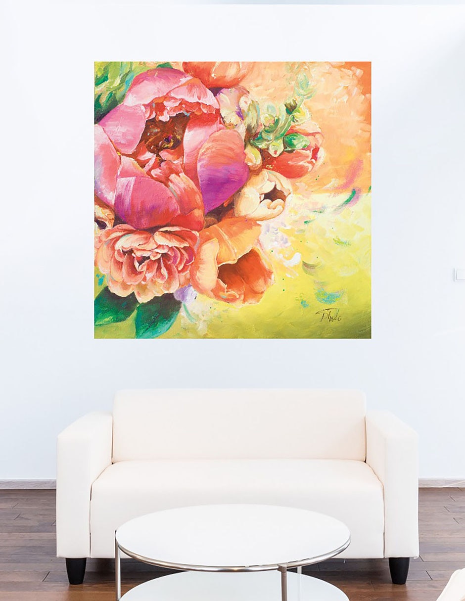Cuadro decorativo Ramo de peonias I técnica mixta Arreglo Floral 7