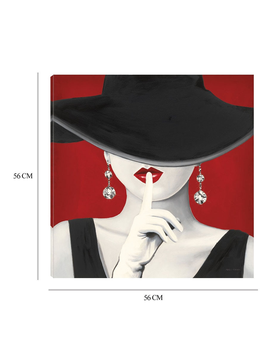 Cuadro decorativo Sombrero de copa rojo I técnica mixta Moda 2