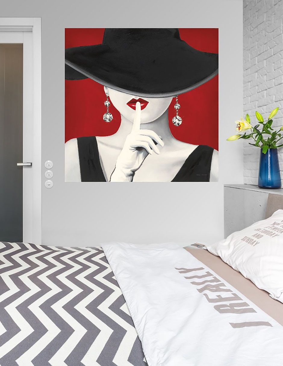 Cuadro decorativo Sombrero de copa rojo I técnica mixta Moda 5