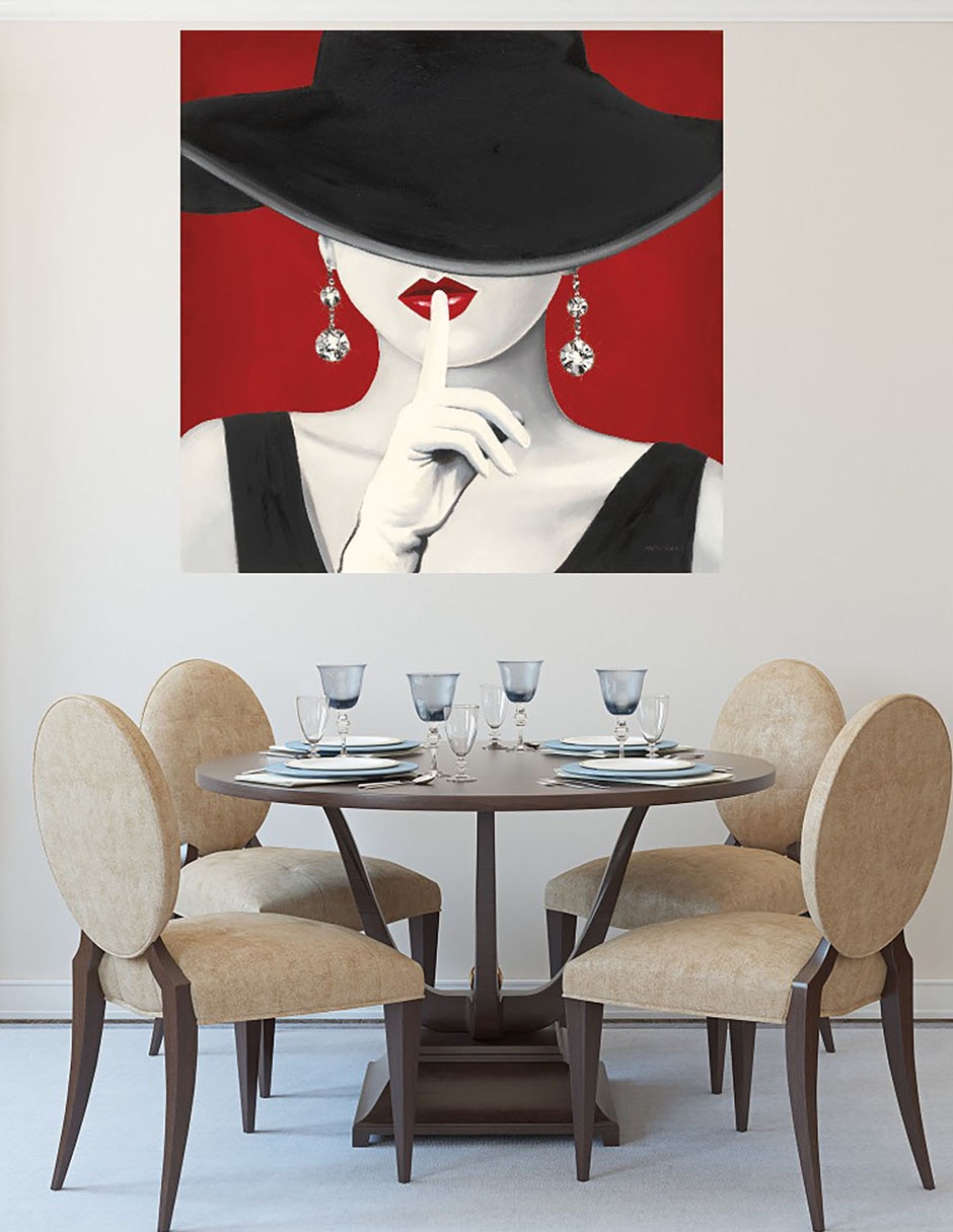Cuadro decorativo Sombrero de copa rojo I técnica mixta Moda 6