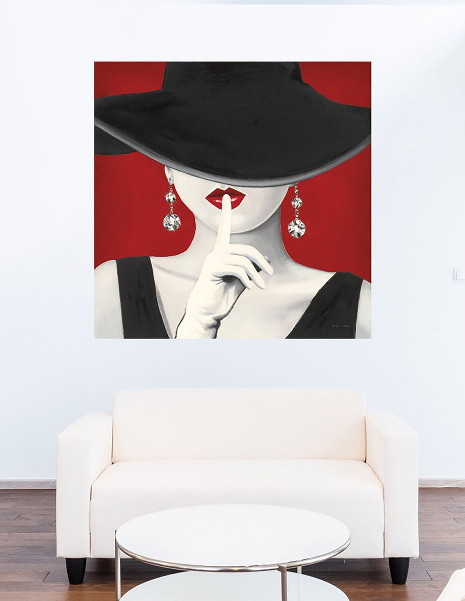 Cuadro decorativo Sombrero de copa rojo I técnica mixta Moda 7