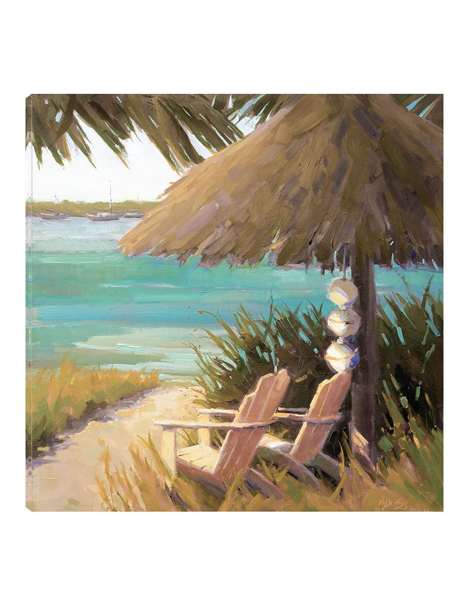 Cuadro decorativo Vista brillante frente al mar técnica mixta Trópico