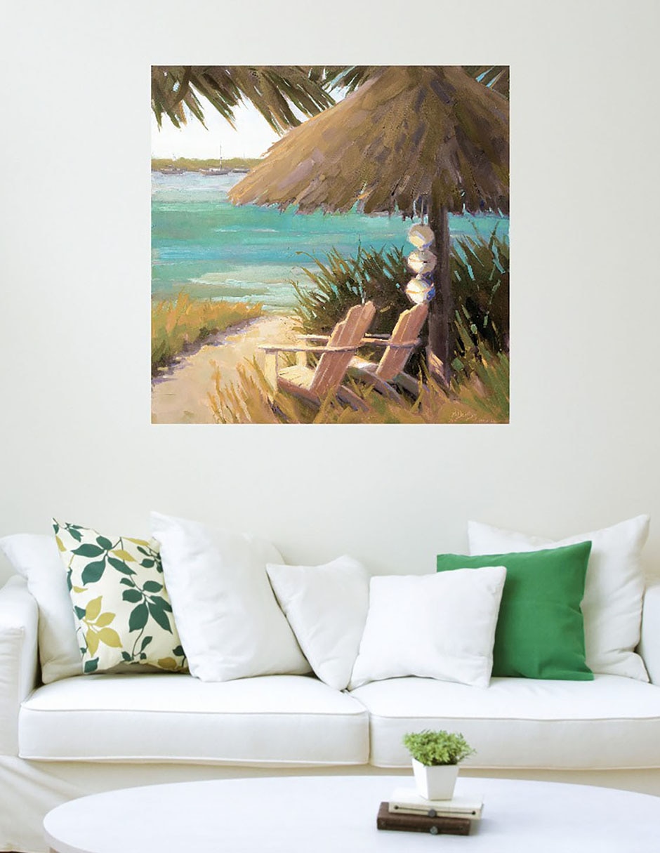 Cuadro decorativo Vista brillante frente al mar técnica mixta Trópico 5