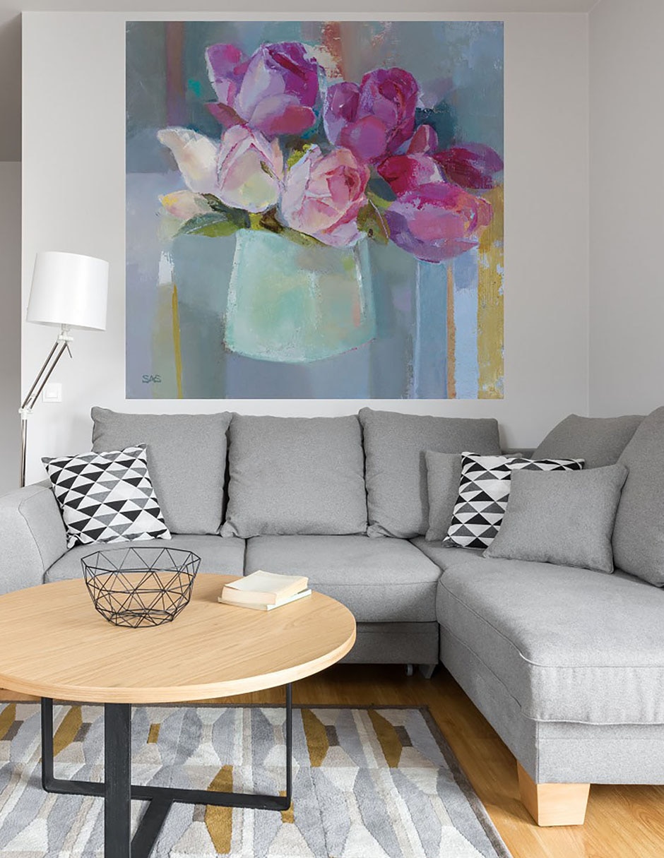 Cuadro decorativo Rosas para la mesa técnica mixta Floreros 6