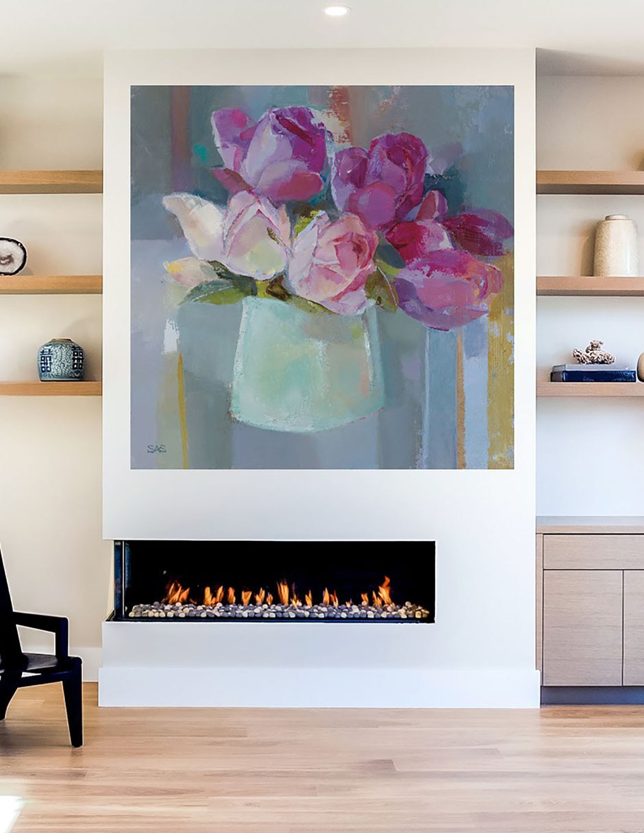 Cuadro decorativo Rosas para la mesa técnica mixta Floreros 7