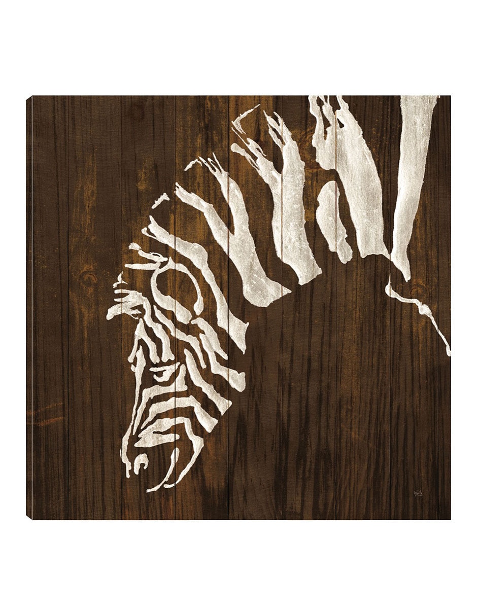 Cuadro decorativo Zebra blanca en madera oscura técnica mixta Vida Silvestre Cuadro decorativo Zebra blanca en madera oscura técnica mixta Vida Silvestre