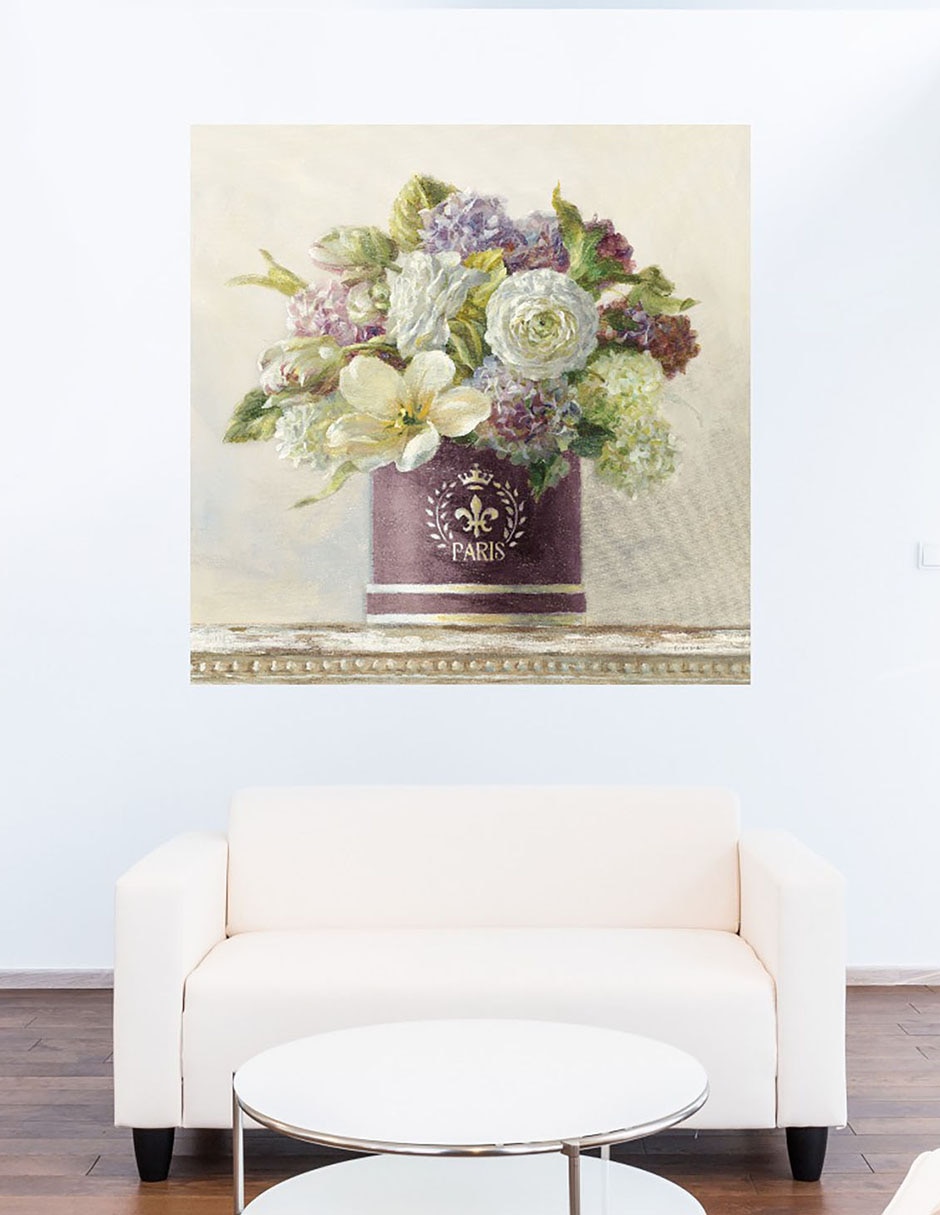 Cuadro decorativo Tulipanes en sombrerera técnica mixta Macetas 7