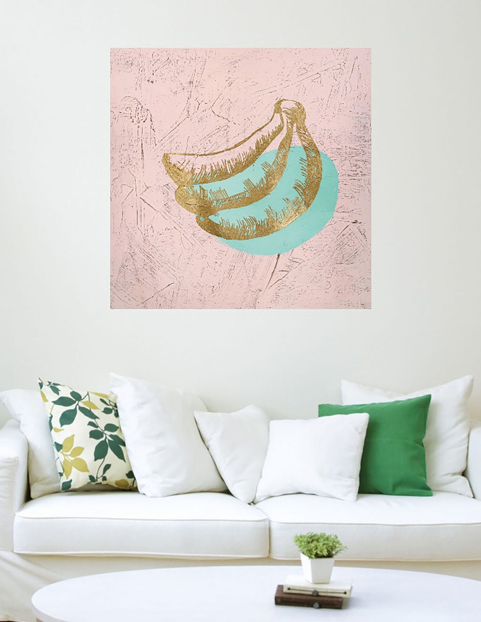 Cuadro decorativo Plátano dorado técnica mixta Frutas 5