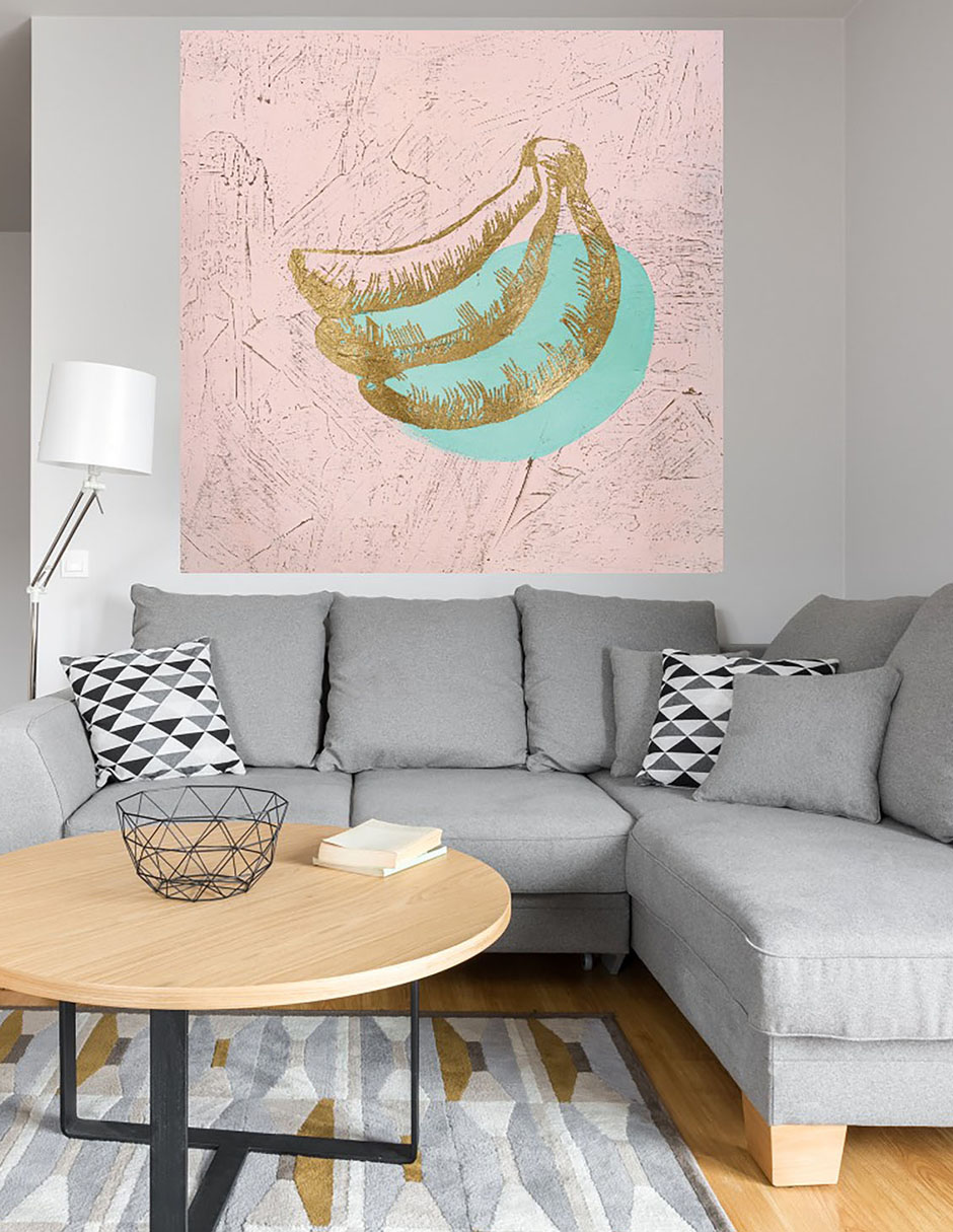 Cuadro decorativo Plátano dorado técnica mixta Frutas 6