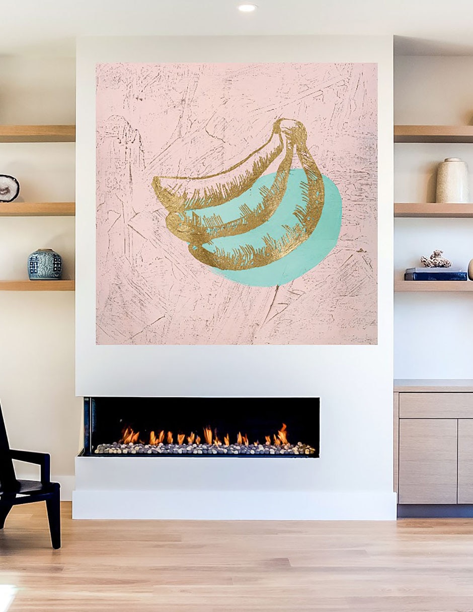Cuadro decorativo Plátano dorado técnica mixta Frutas 7