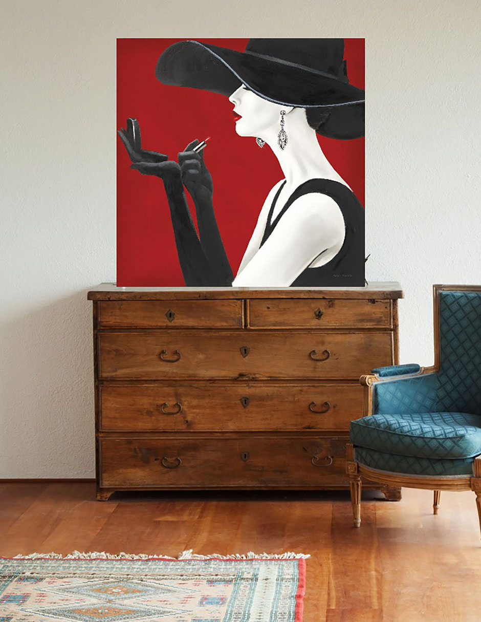 Cuadro decorativo Sombrero de copa rojo II técnica mixta Moda 4
