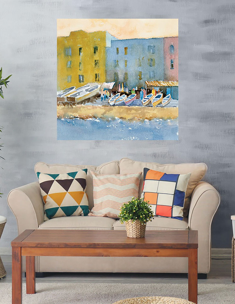 Cuadro decorativo Puerto en capri I técnica mixta Playas 4