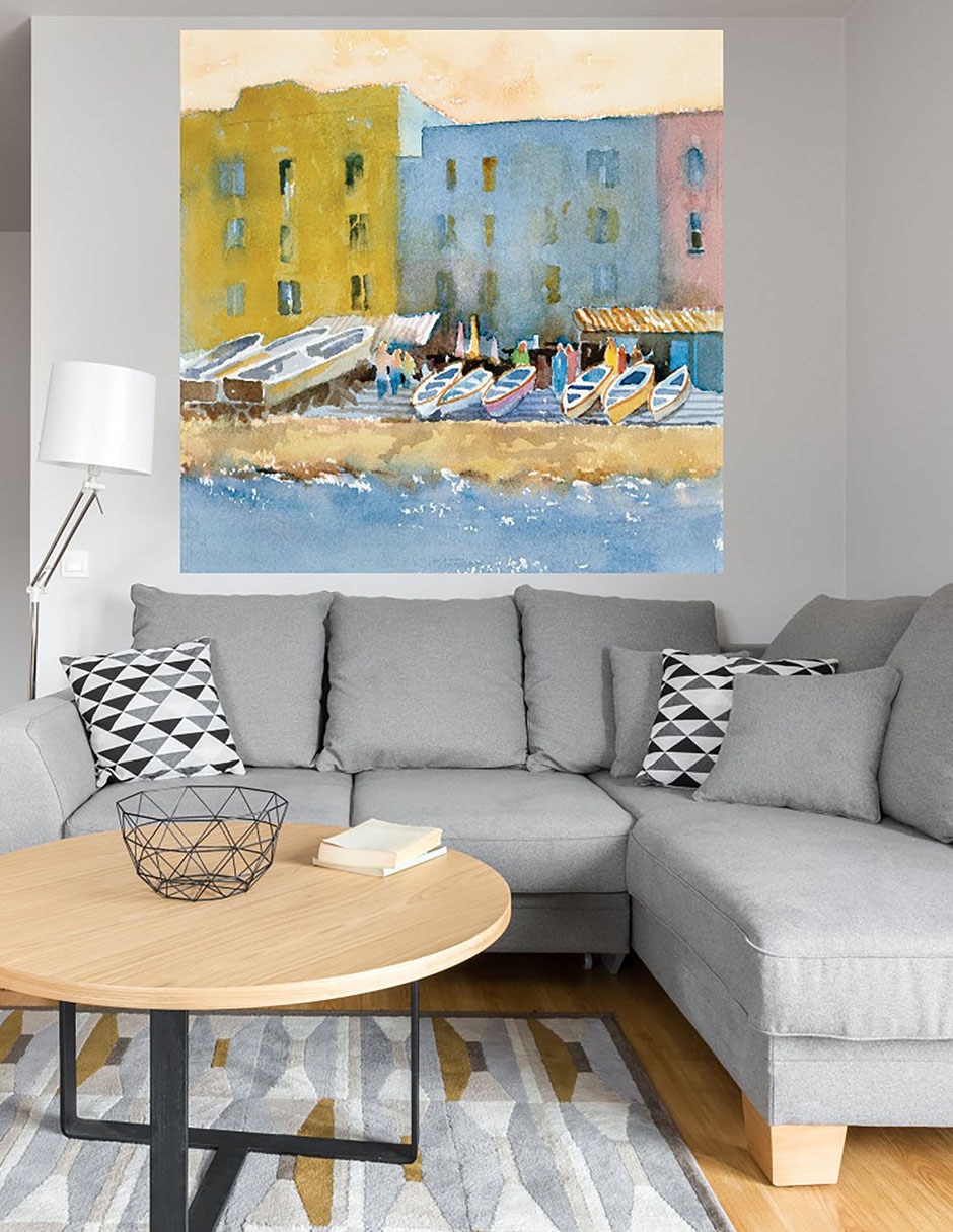 Cuadro decorativo Puerto en capri I técnica mixta Playas 6