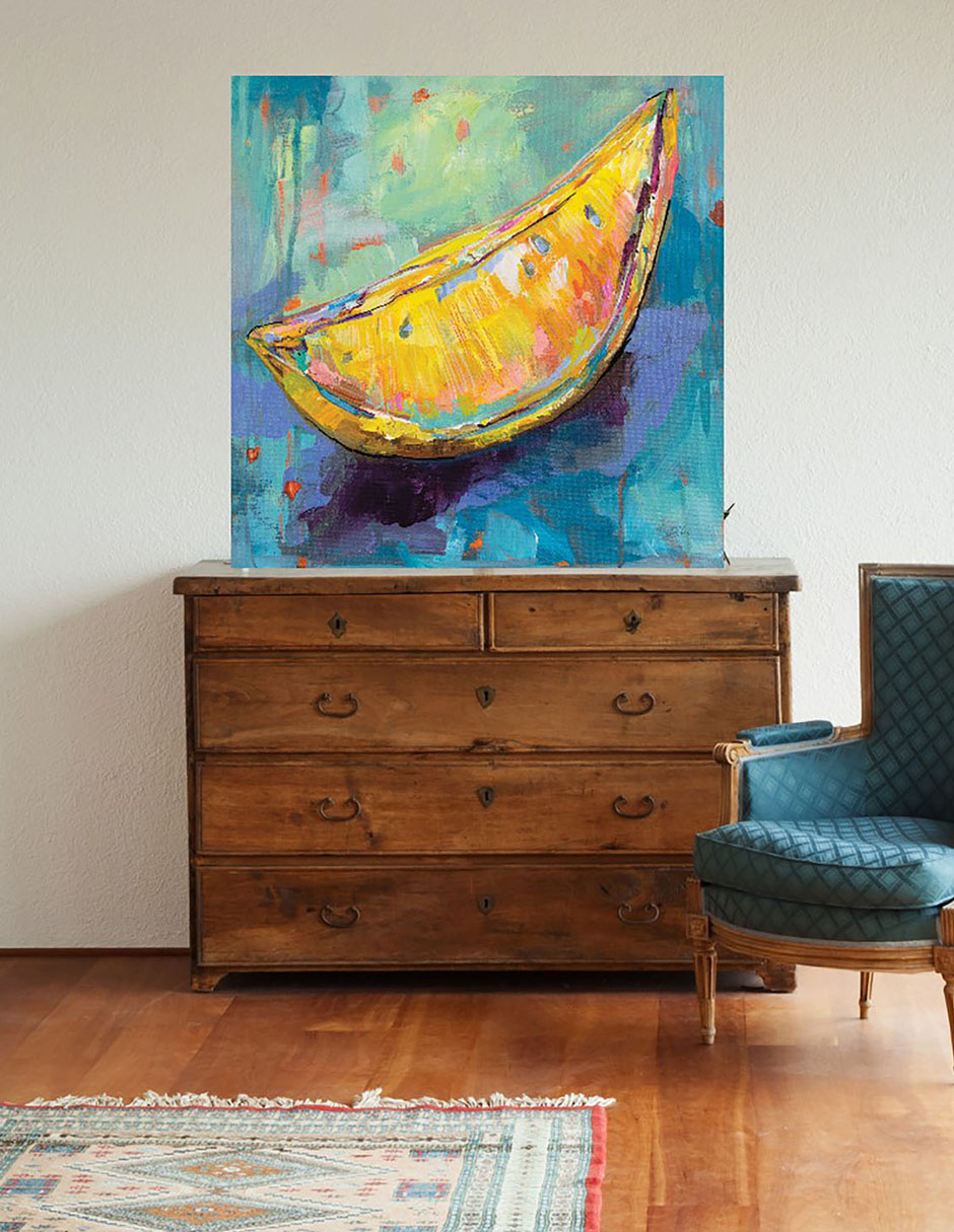 Cuadro decorativo Rodaja de limón técnica mixta Frutas 4