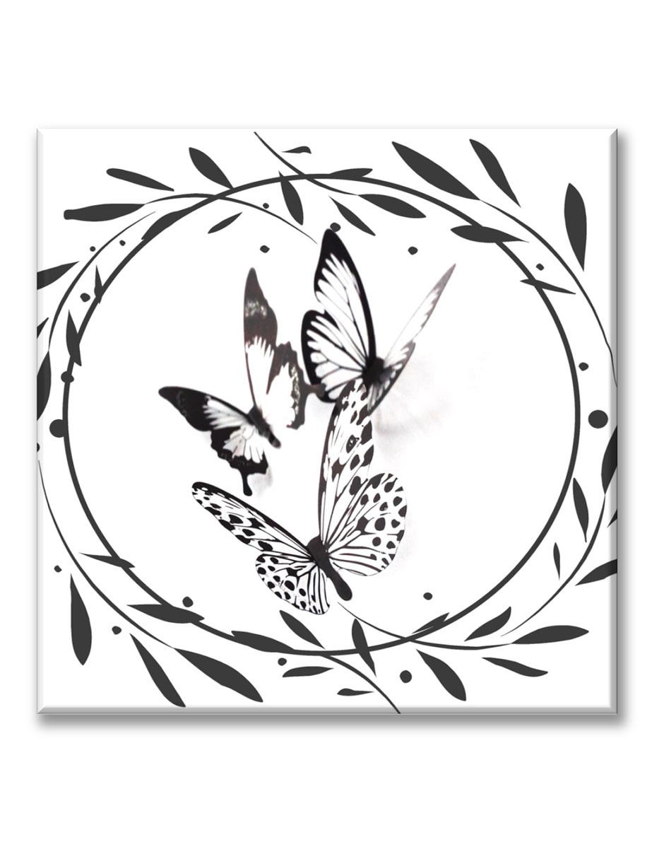 Cuadro decorativo Mariposas con flores