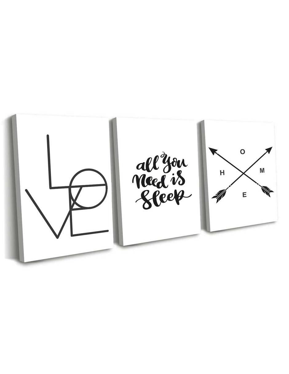 Cuadro decorativo set de frases necesito dormir con barniz a registro 2