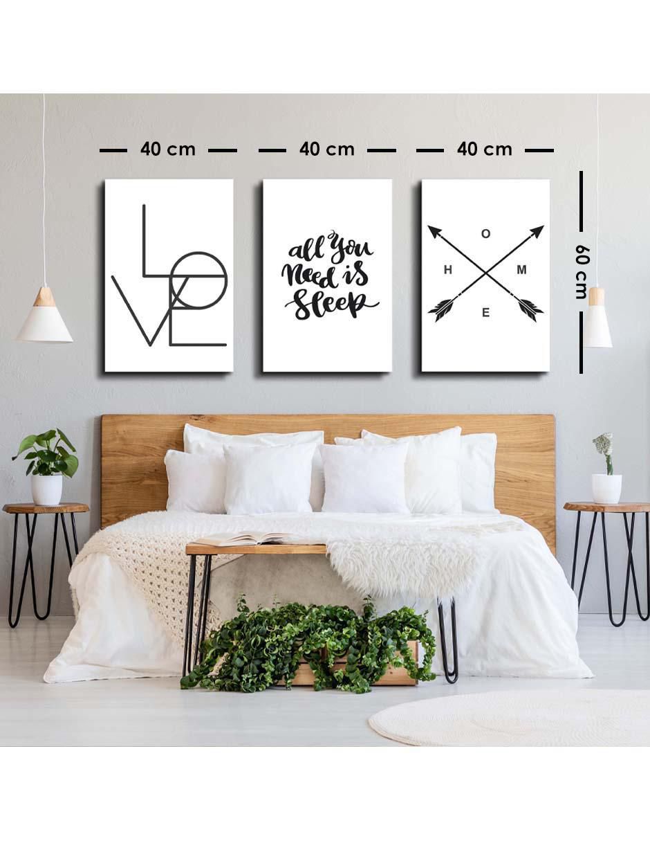 Cuadro decorativo set de frases necesito dormir con barniz a registro 5