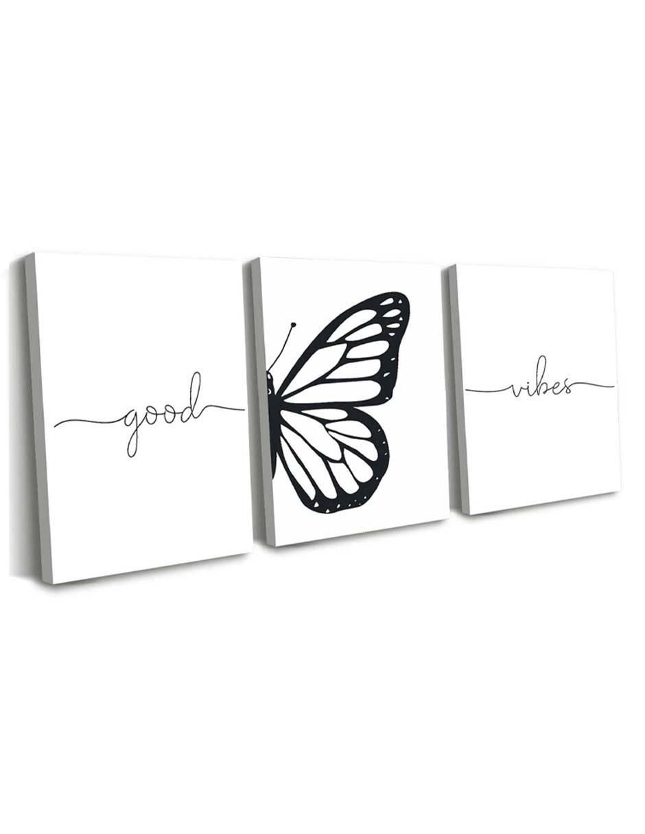 Cuadro decorativo set de frase de amor con mariposa con barniz a registro 2