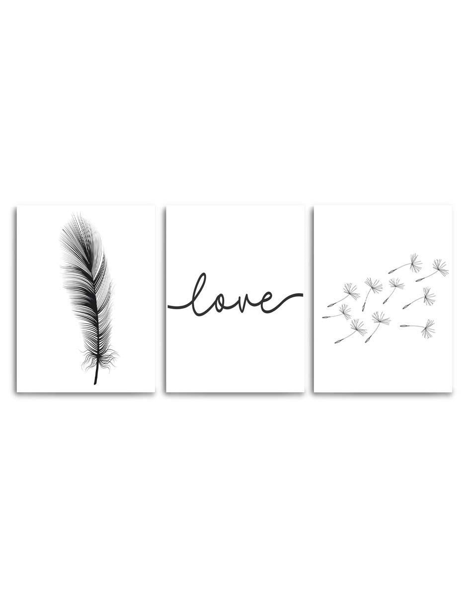 Cuadro decorativo set de elementos en negro con barniz a registro